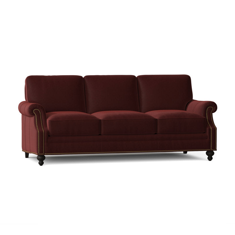 Bradington Young West 82 Genuine Leather Rolled Arm Sofa