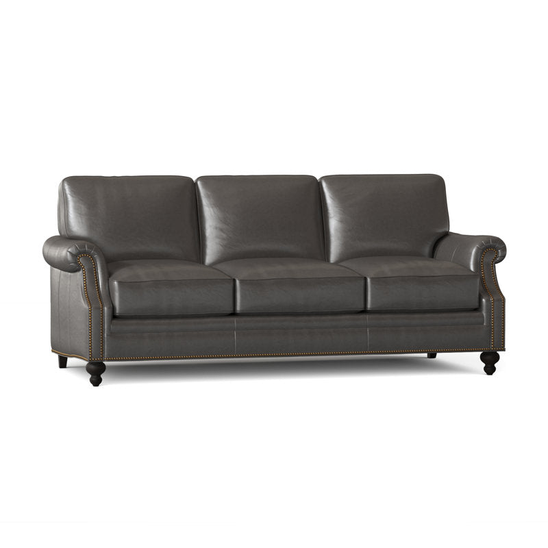 Bradington Young West 82 Genuine Leather Rolled Arm Sofa