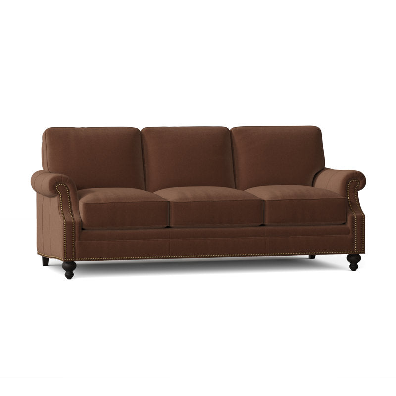 Bradington Young West 82 Genuine Leather Rolled Arm Sofa