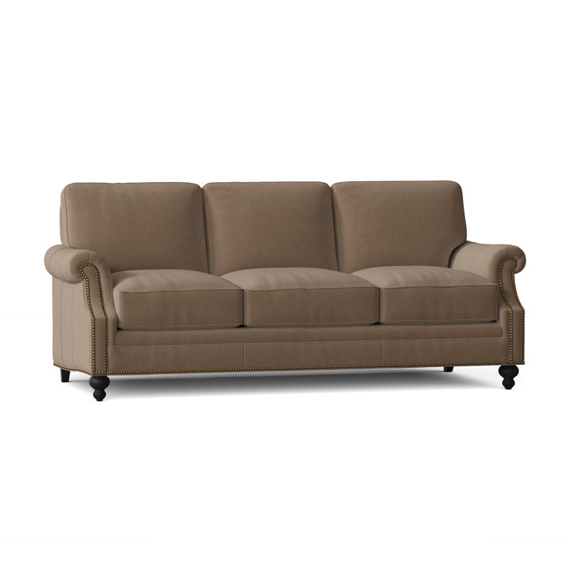 Bradington Young West 82 Genuine Leather Rolled Arm Sofa