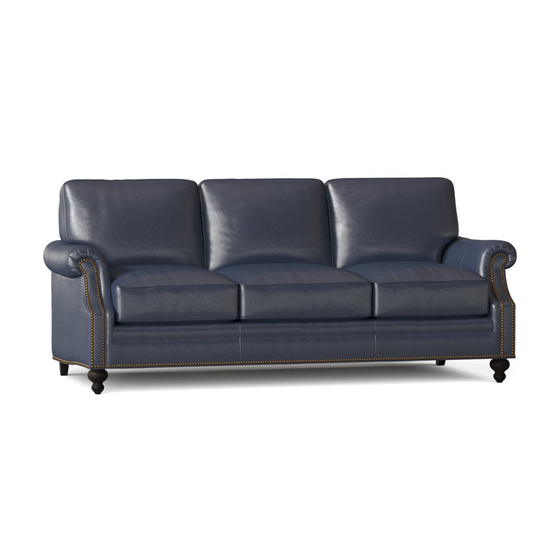Bradington Young West 82 Genuine Leather Rolled Arm Sofa