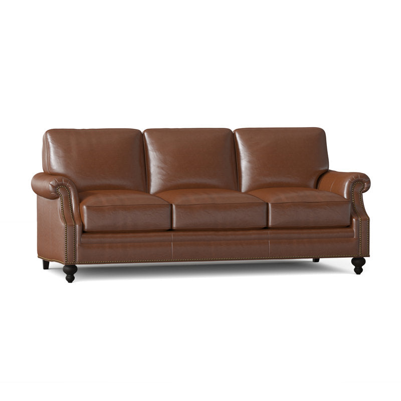 Bradington Young West 82 Genuine Leather Rolled Arm Sofa
