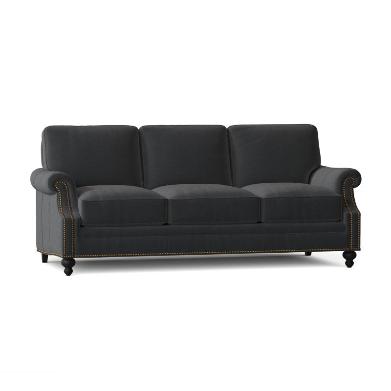 Bradington Young West 82 Genuine Leather Rolled Arm Sofa