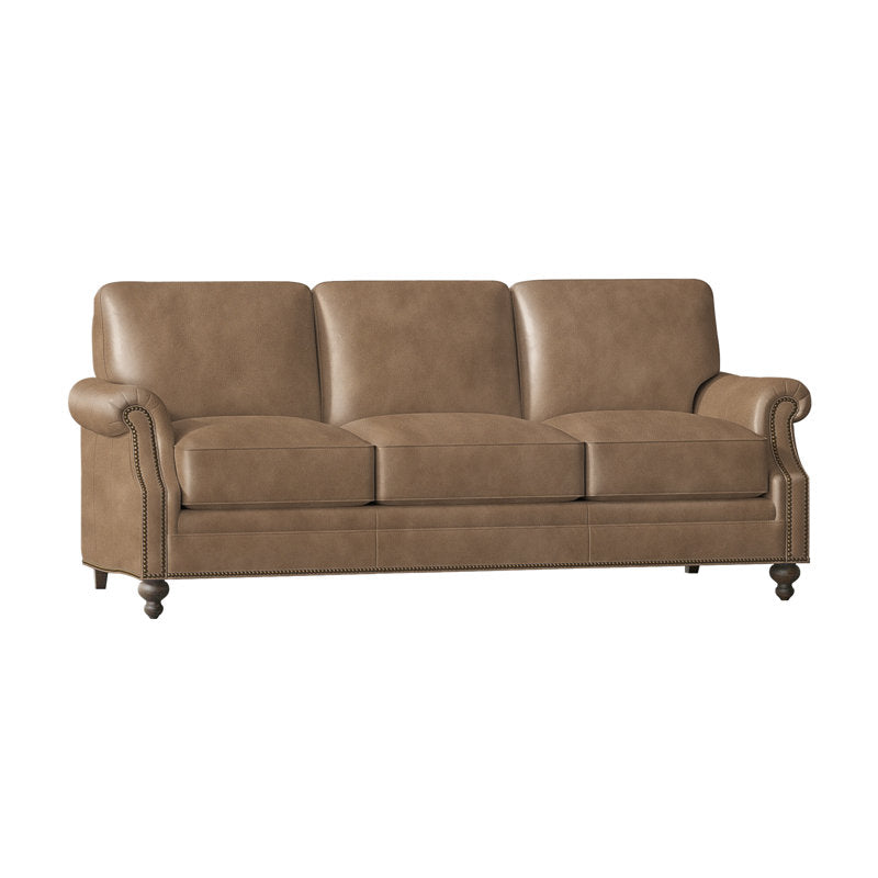 Bradington Young West 82 Genuine Leather Rolled Arm Sofa