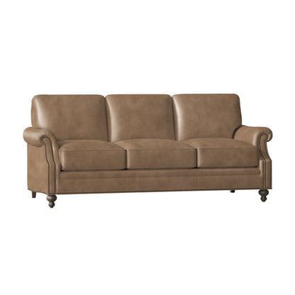 Bradington Young West 82 Genuine Leather Rolled Arm Sofa