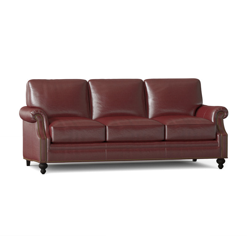Bradington Young West 82 Genuine Leather Rolled Arm Sofa