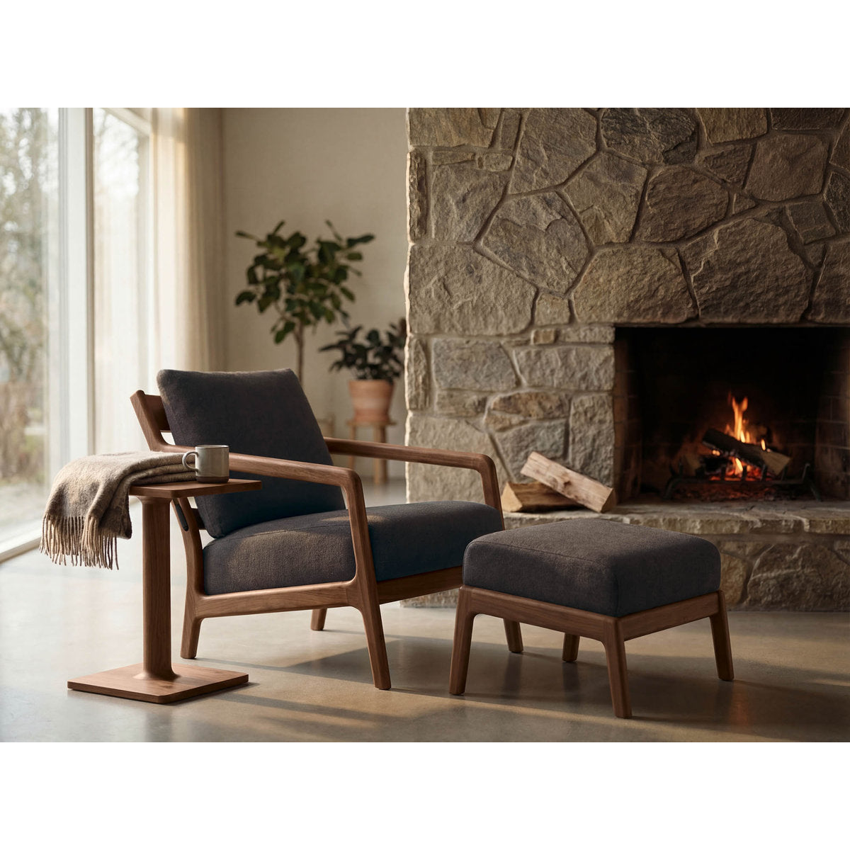 Whitney Lounge Chair with Wood Panel