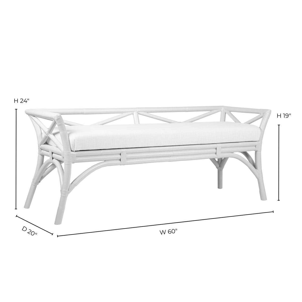 David Francis Furniture Wicker Bench