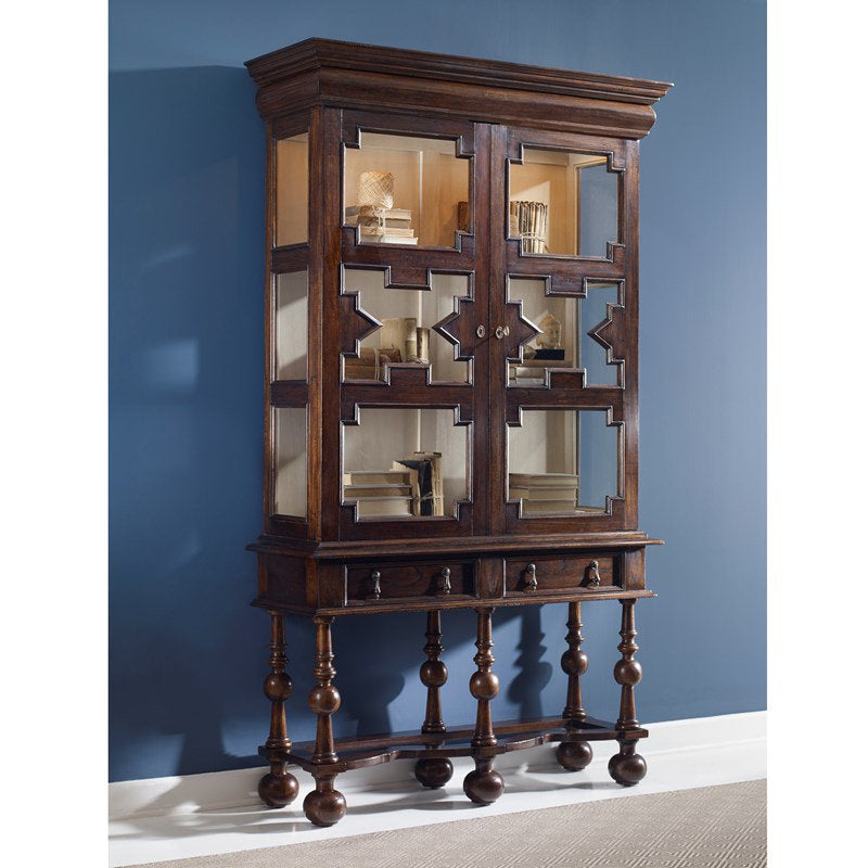 William And Mary Solid Wood Lighted Curio Cabinet
