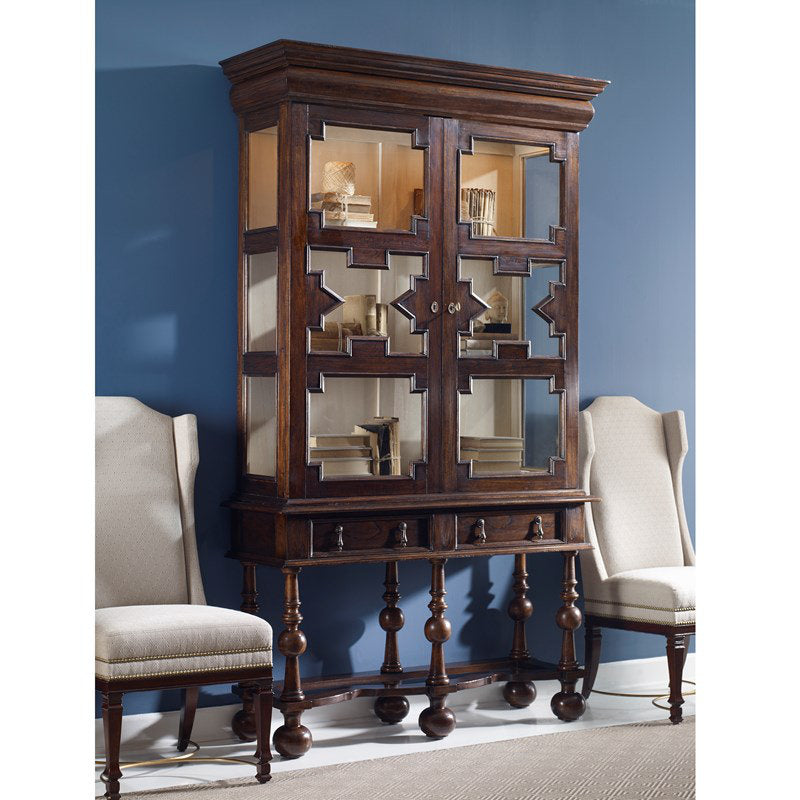 William And Mary Solid Wood Lighted Curio Cabinet