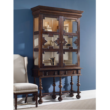 William And Mary Solid Wood Lighted Curio Cabinet