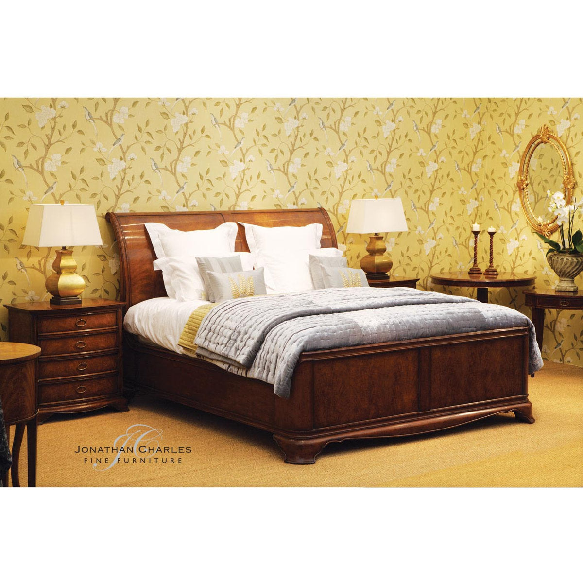 Windsor Solid Wood Sleigh Platform Bed