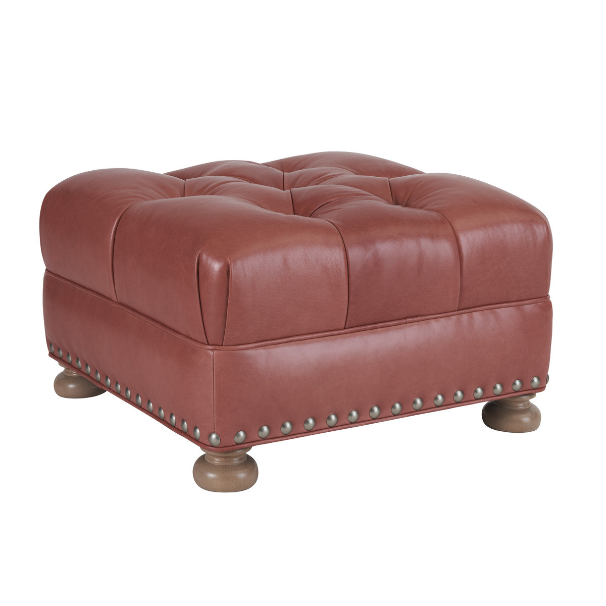 Barclay Butera Winslow 265 W Leather Tufted Square Standard Ottoman