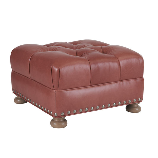 Barclay Butera Winslow 265 W Leather Tufted Square Standard Ottoman