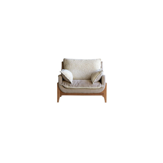Tikamoon Woodnest Solid Oak And Linen Fabric Armchair