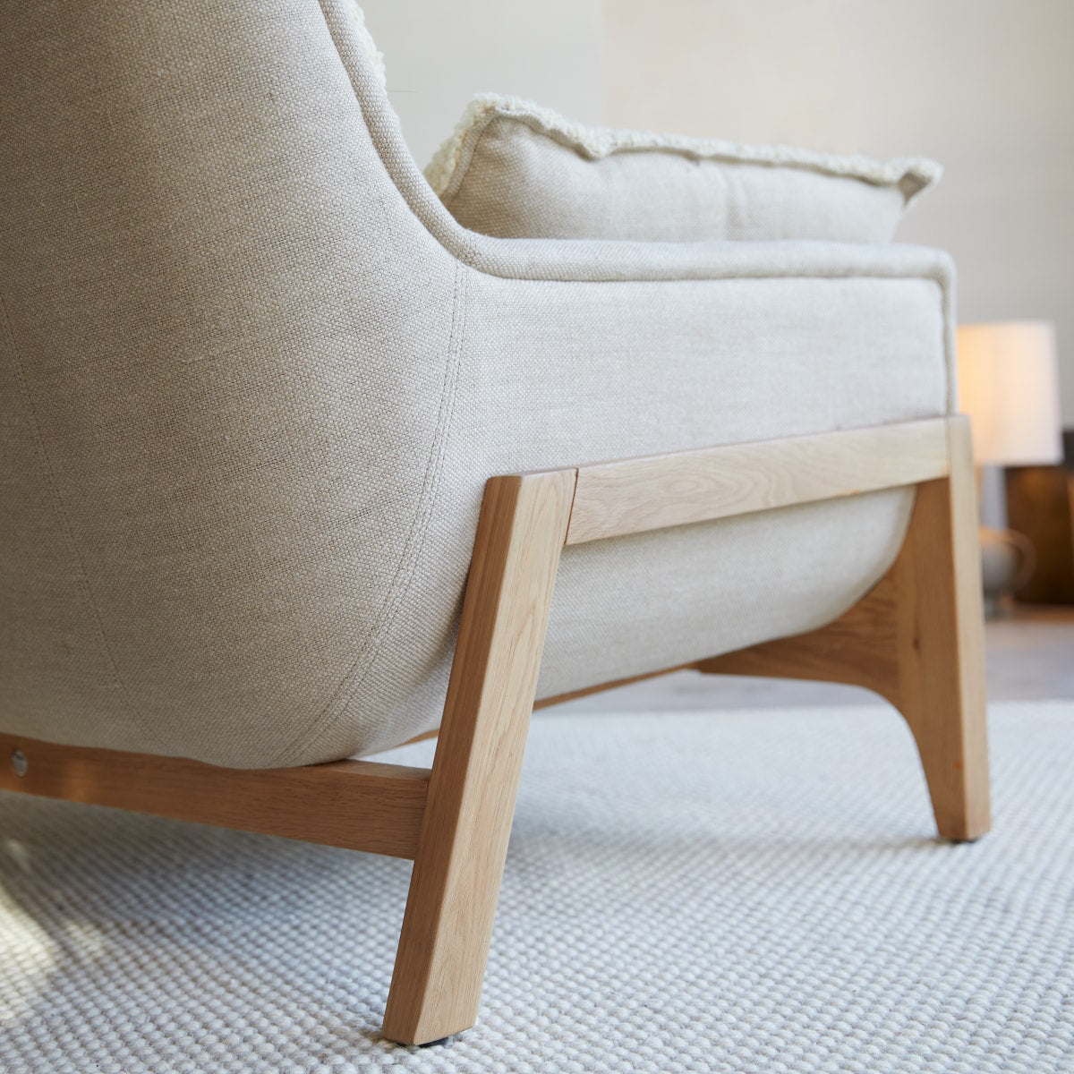 Tikamoon Woodnest Solid Oak And Linen Fabric Armchair