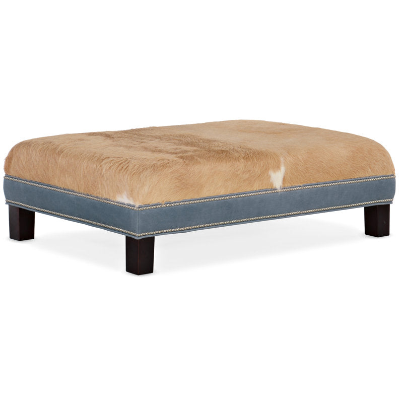 Bradington Young Xl Rects 515 Wide Genuine Leather Rectangle Cocktail Ottoman