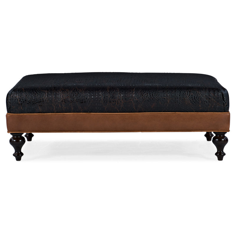 Bradington Young Xl Rects 515 Wide Genuine Leather Rectangle Cocktail Ottoman