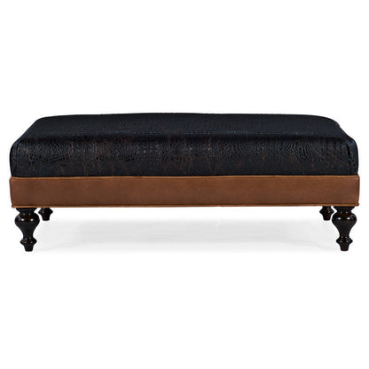 Bradington Young Xl Rects 515 Wide Genuine Leather Rectangle Cocktail Ottoman