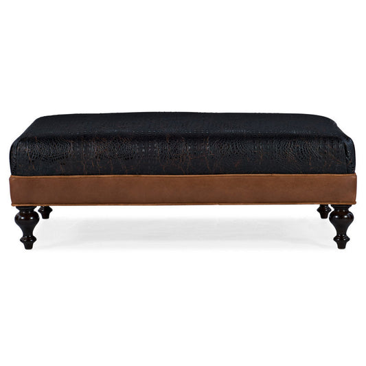 Bradington Young Xl Rects 515 Wide Genuine Leather Rectangle Cocktail Ottoman