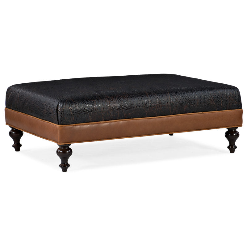 Bradington Young Xl Rects 515 Wide Genuine Leather Rectangle Cocktail Ottoman