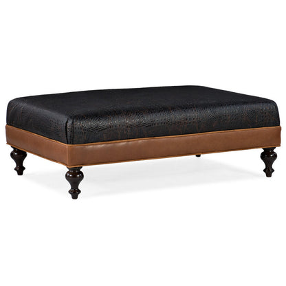 Bradington Young Xl Rects 515 Wide Genuine Leather Rectangle Cocktail Ottoman