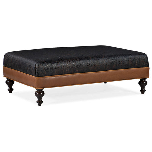 Bradington Young Xl Rects 515 Wide Genuine Leather Rectangle Cocktail Ottoman