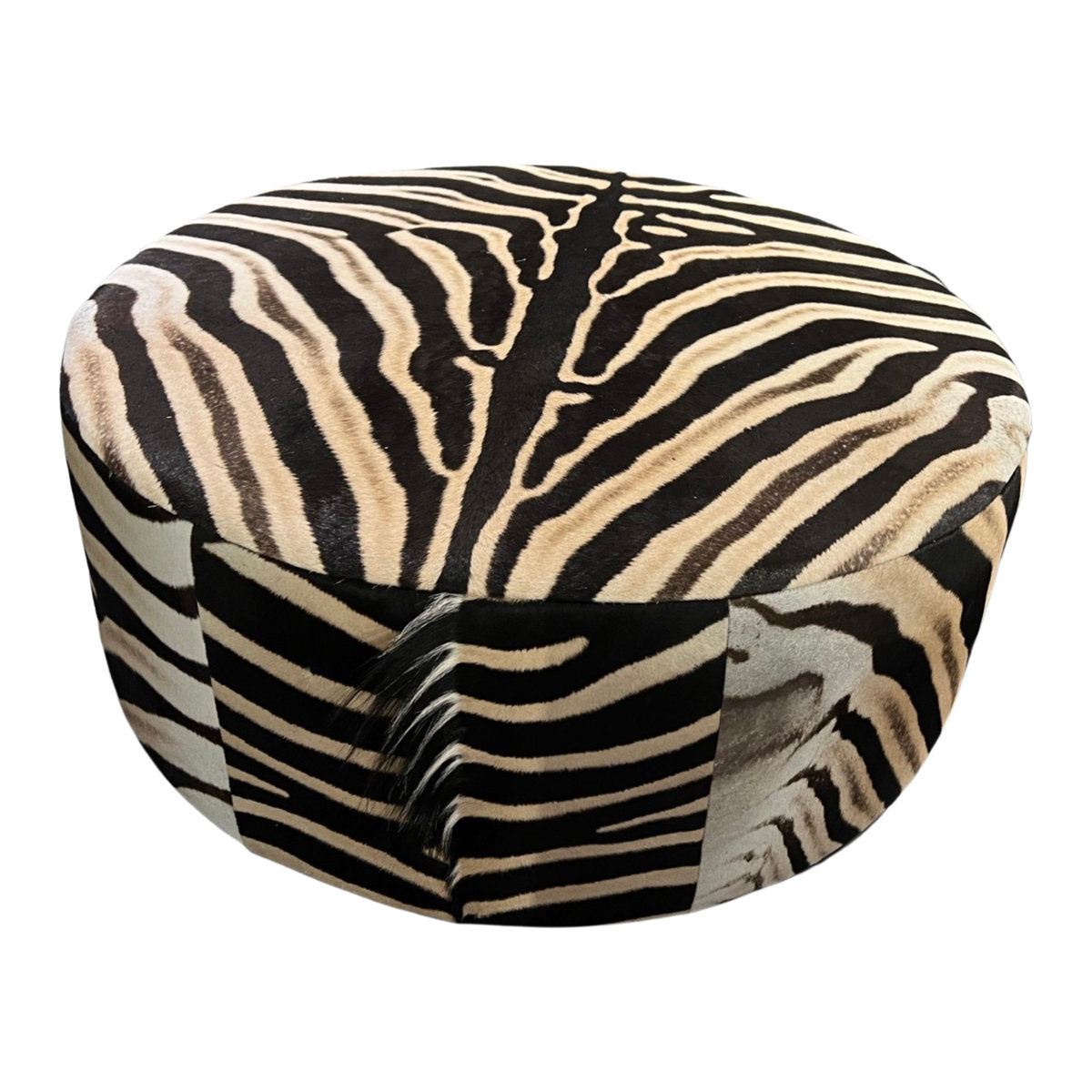 XL Round Zebra Ottoman
