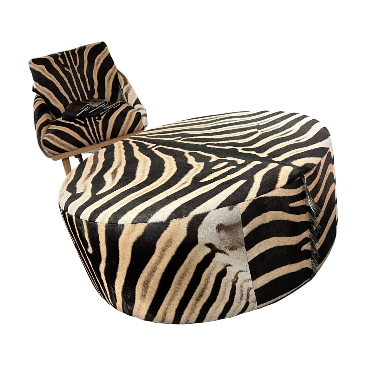 XL Round Zebra Ottoman