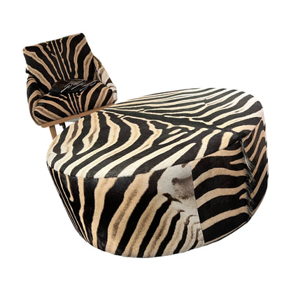 XL Round Zebra Ottoman
