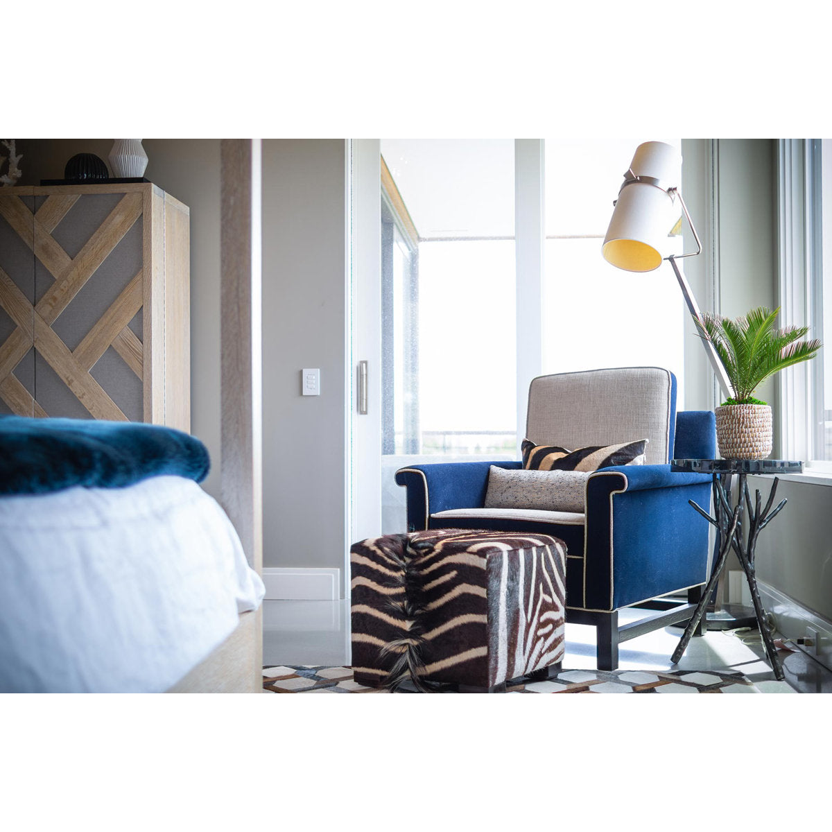 Zebra Hide Cube Ottoman