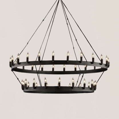 Industrial Rustic 2-Tier Round Candelabra Chandelier - Camino Style