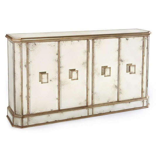 John Richard Juno Foxed Mirror Four Door Credenza
