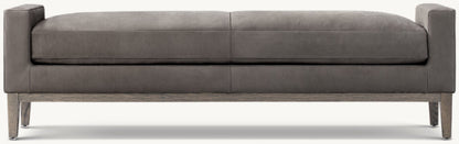 Italia Leather Bench - Oak Base