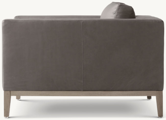 Italia Taper Arm Leather Chair - Oak Base