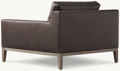 Italia Track Arm Leather Chair - Oak Base