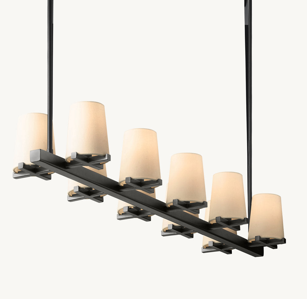 Pauillac Fabric Shade Linear Chandelier 49"