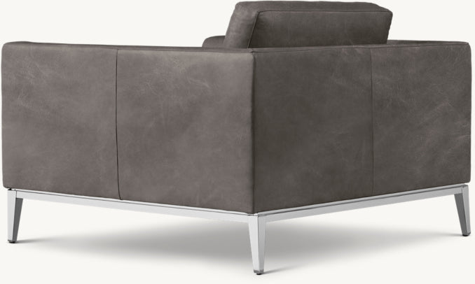 Italia Taper Arm Leather Chair - Metal Base